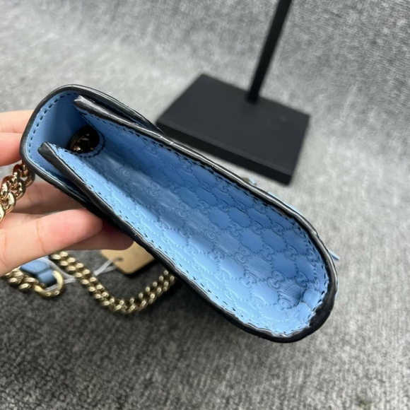 100% Authentic GUCCI Emily Blue Leather Shoulder Bag 570-101724 - Picture 8 of 14